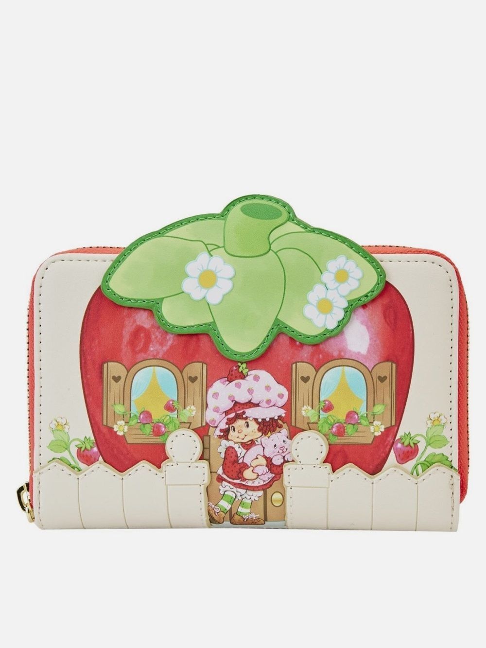 loungefly Strawberry Shortcake Ivory Pink Red Polka Dot Zip Around Wallet
